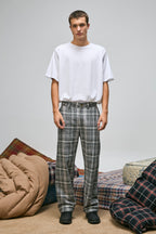 Pantalón Loose Cuadros Gris