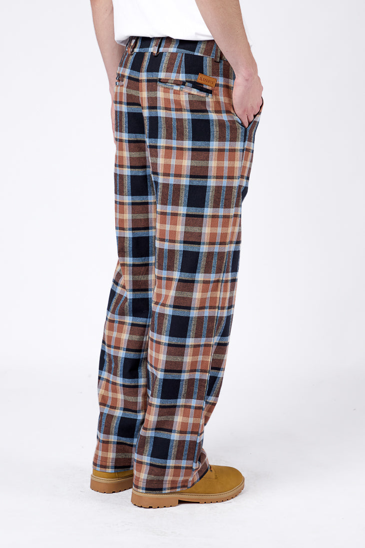 Pantalón Loose Cuadros Marrón