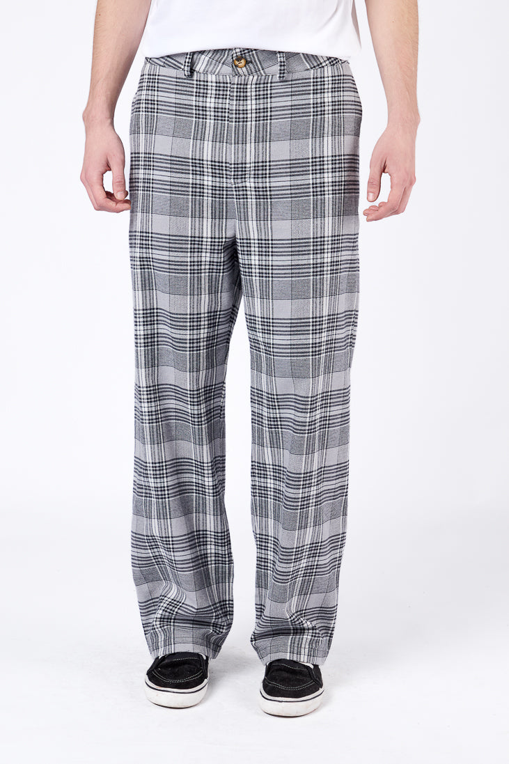 Pantalón Loose Cuadros Gris