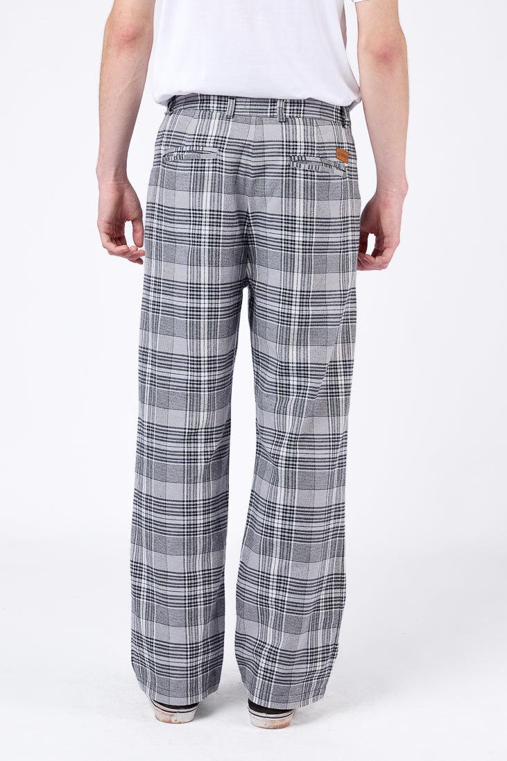 Pantalón Loose Cuadros Gris