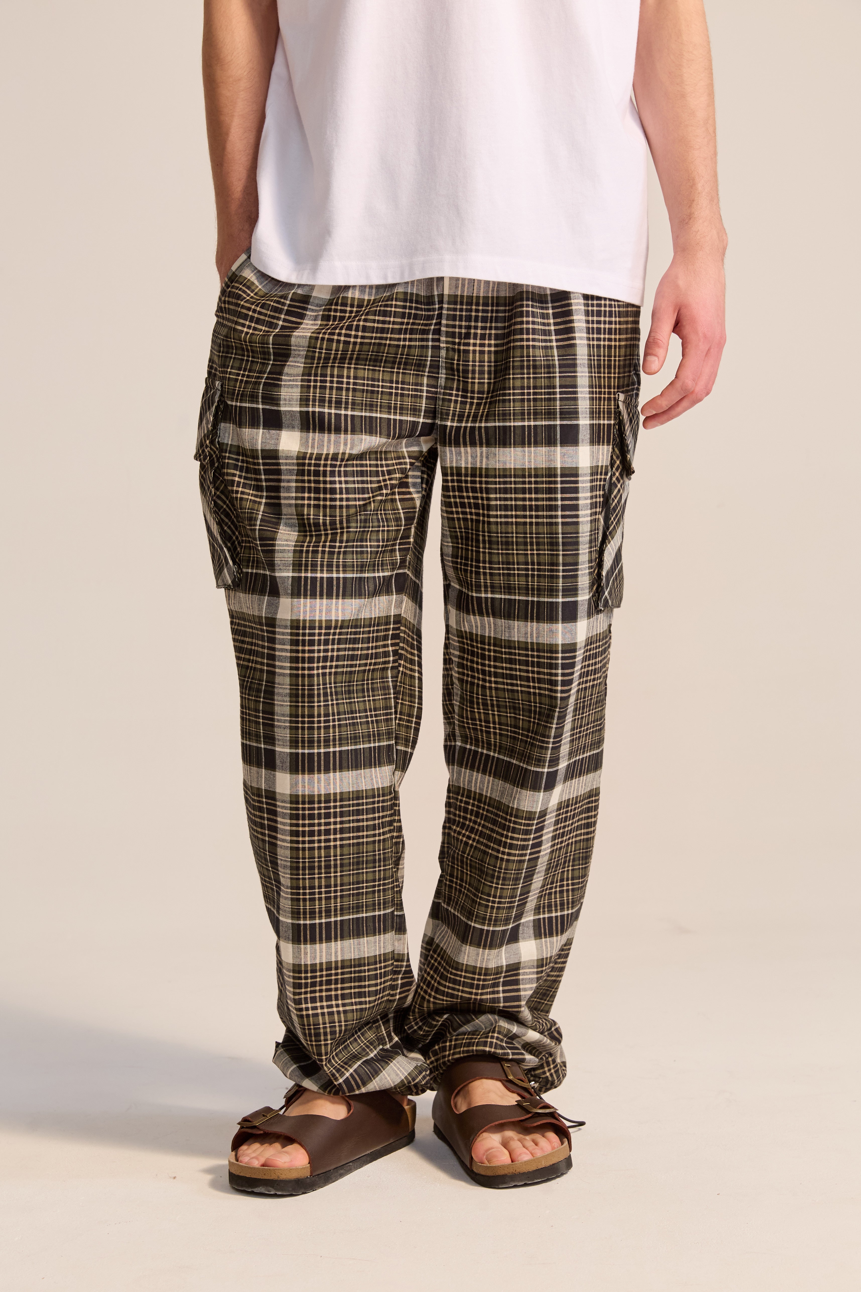 Pantalón Cargo Cuadros Verde