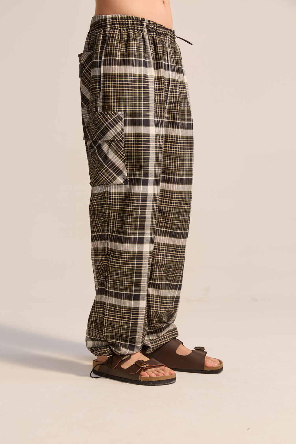 Pantalón Cargo Cuadros Verde