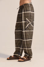 Pantalón Cargo Cuadros Verde