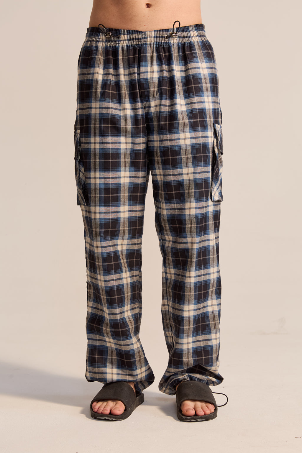 Pantalón Cargo Cuadros Azúl