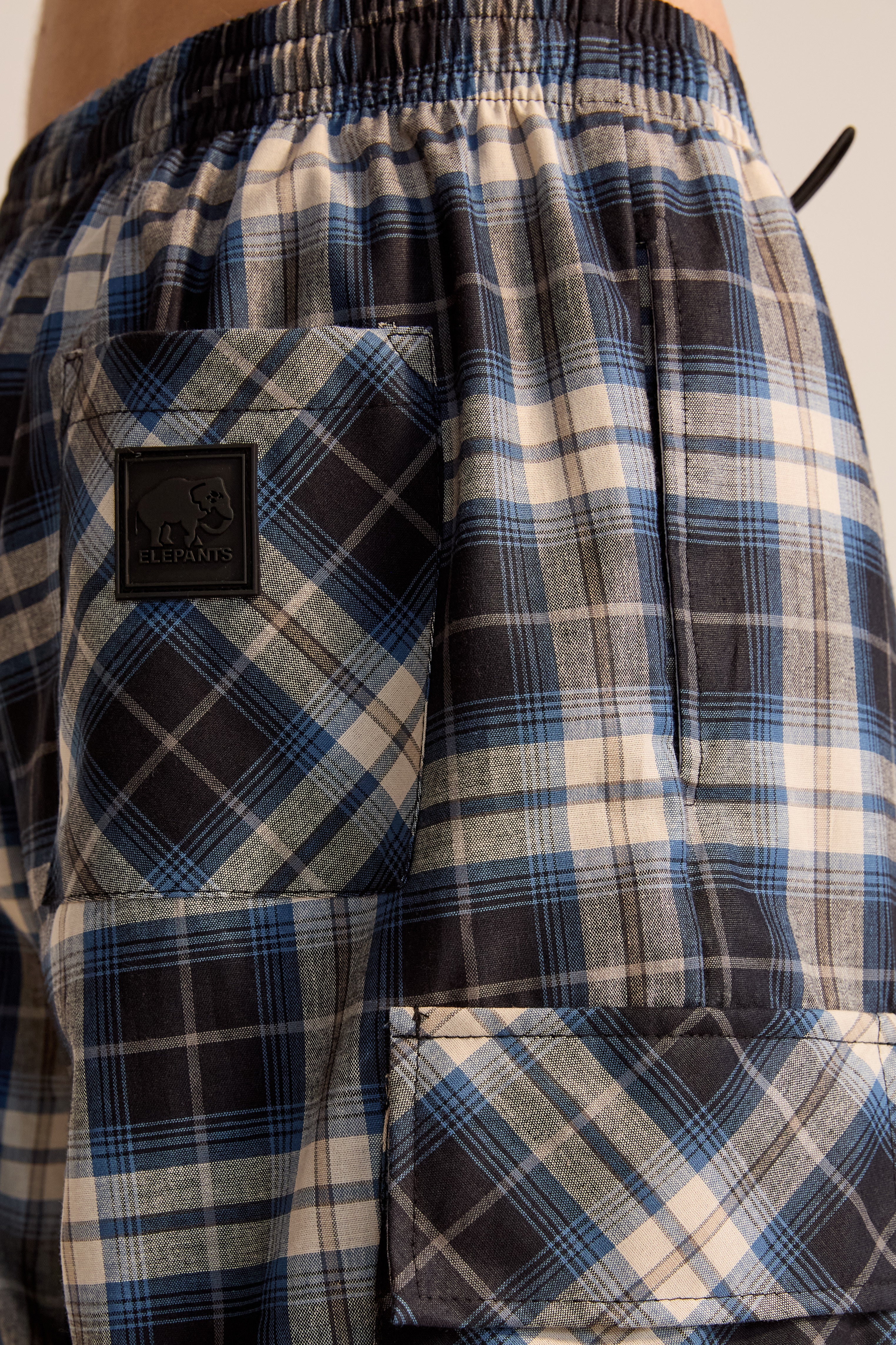 Pantalón Cargo Cuadros Azúl