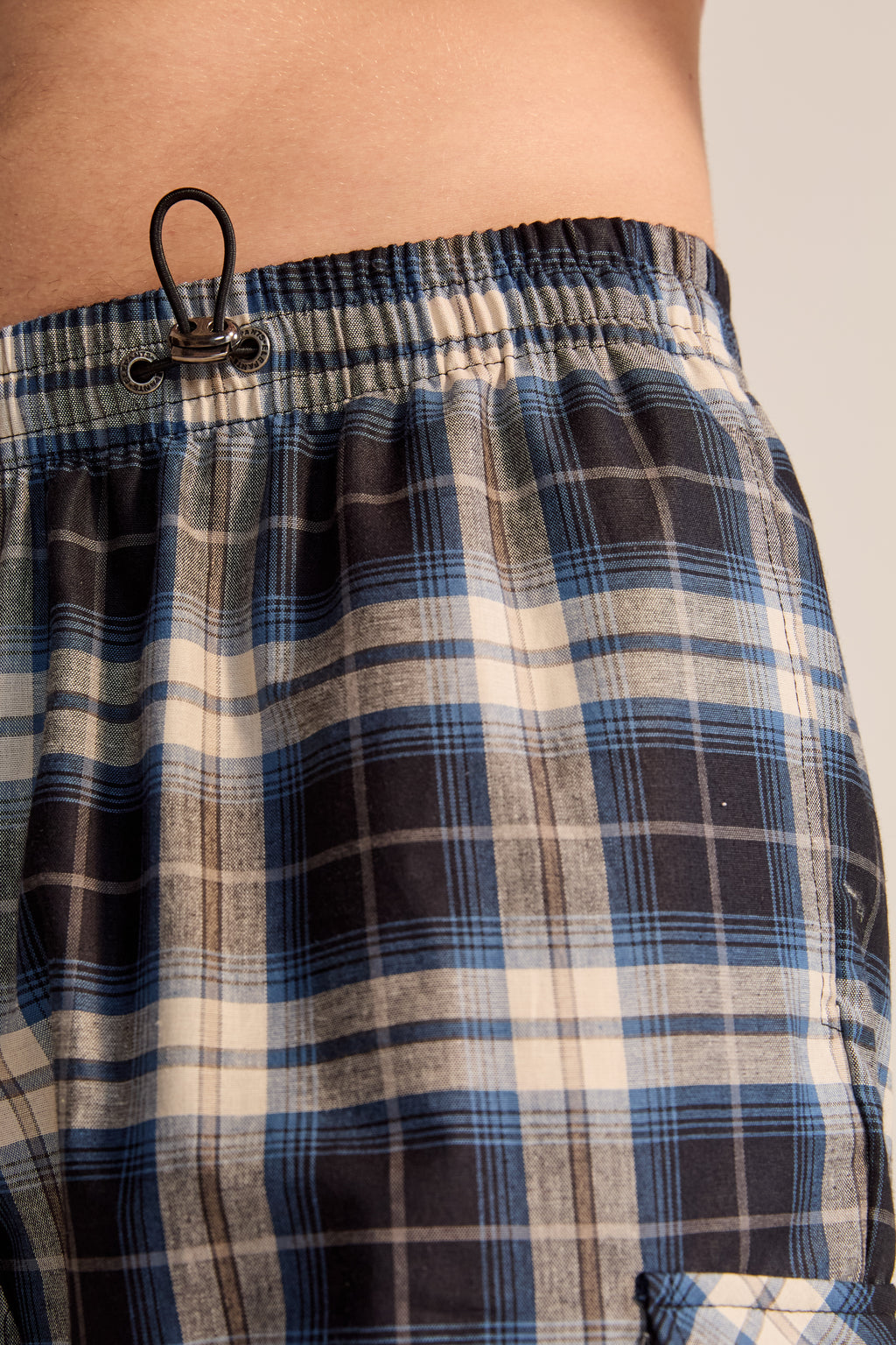 Pantalón Cargo Cuadros Azúl