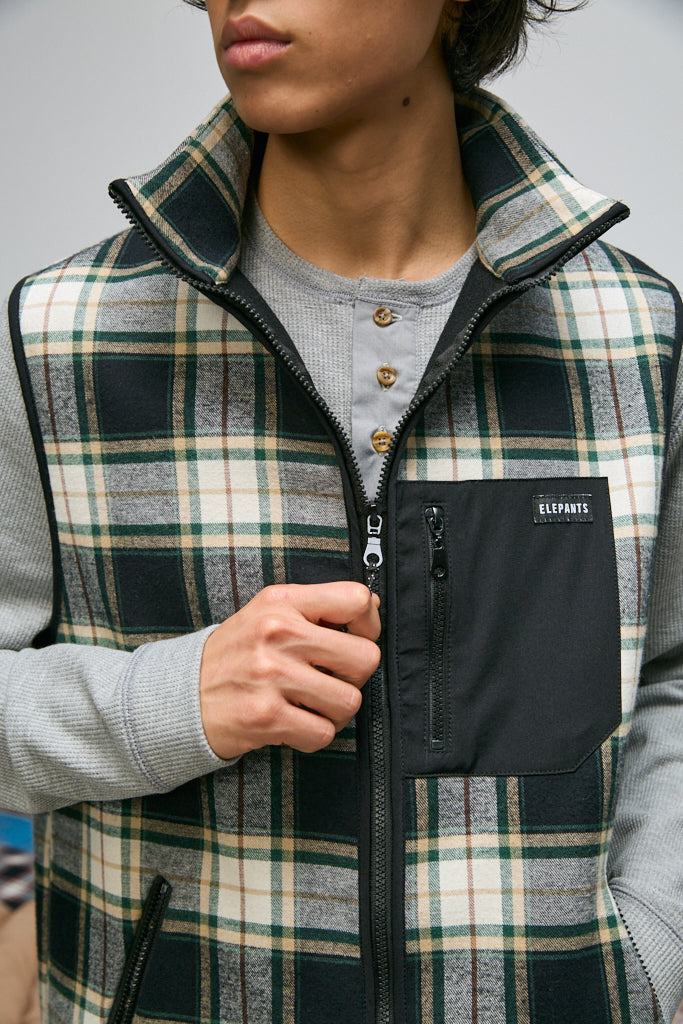 CHALECO VIYELA CUADROS NEGRO