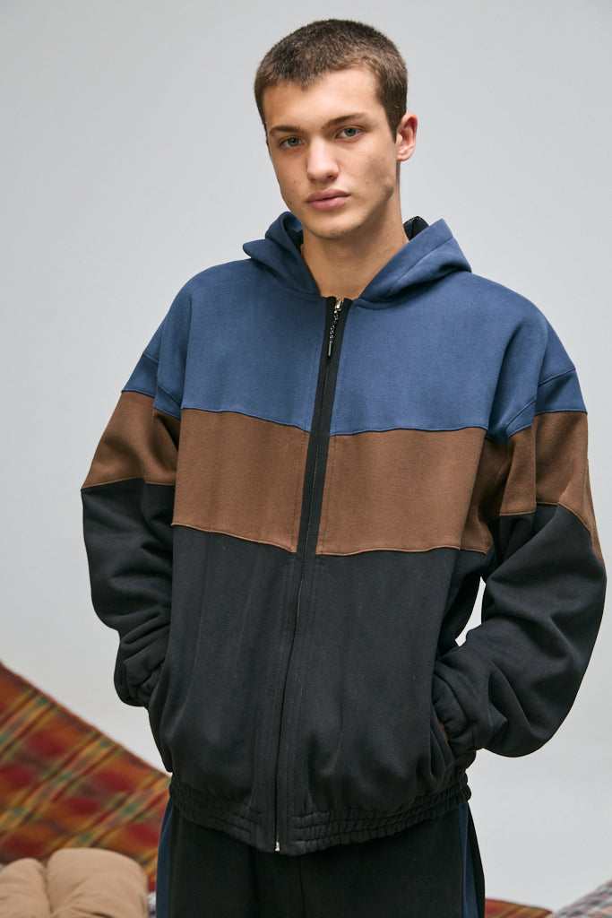 CAMPERA OVERSIZE TRICOLOR NEGRO