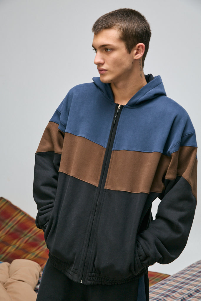 CAMPERA OVERSIZE TRICOLOR NEGRO