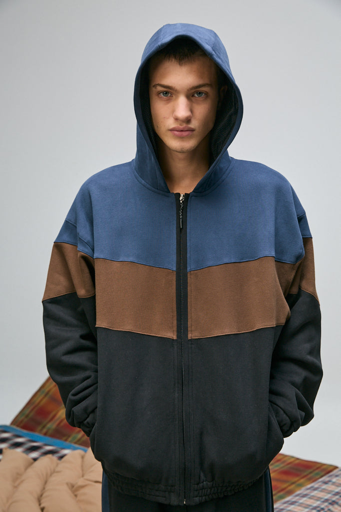 CAMPERA OVERSIZE TRICOLOR NEGRO