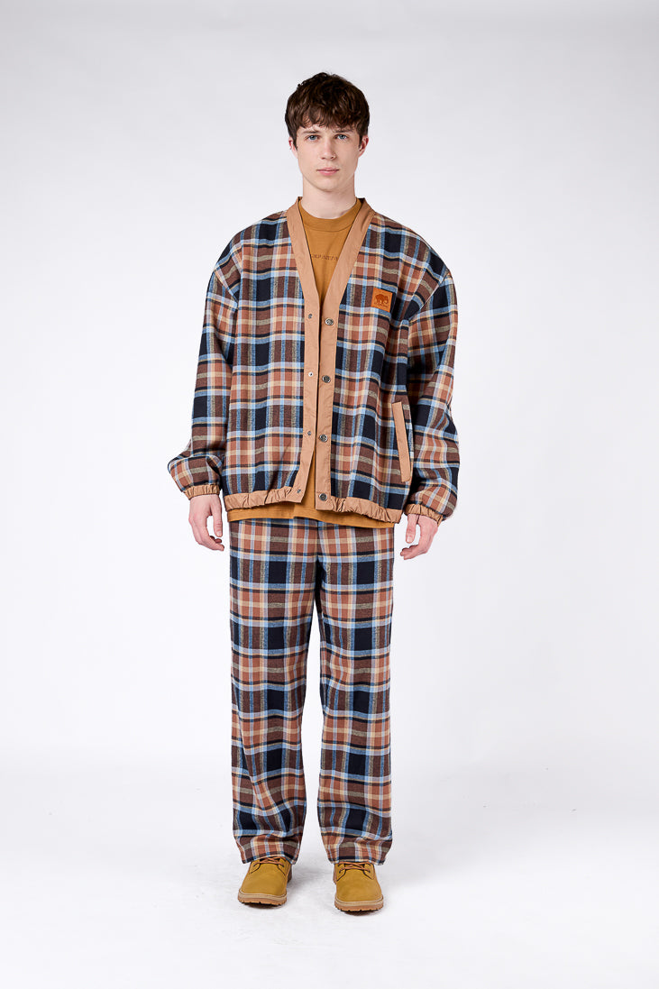 Pantalón Loose Cuadros Marrón
