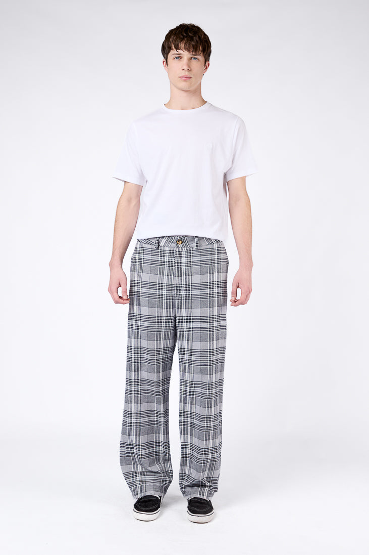 Pantalón Loose Cuadros Gris