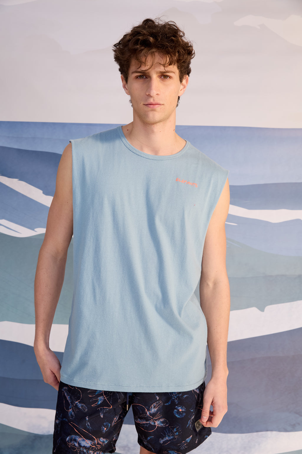 Musculosa Over Lobster Azul Aero Claro