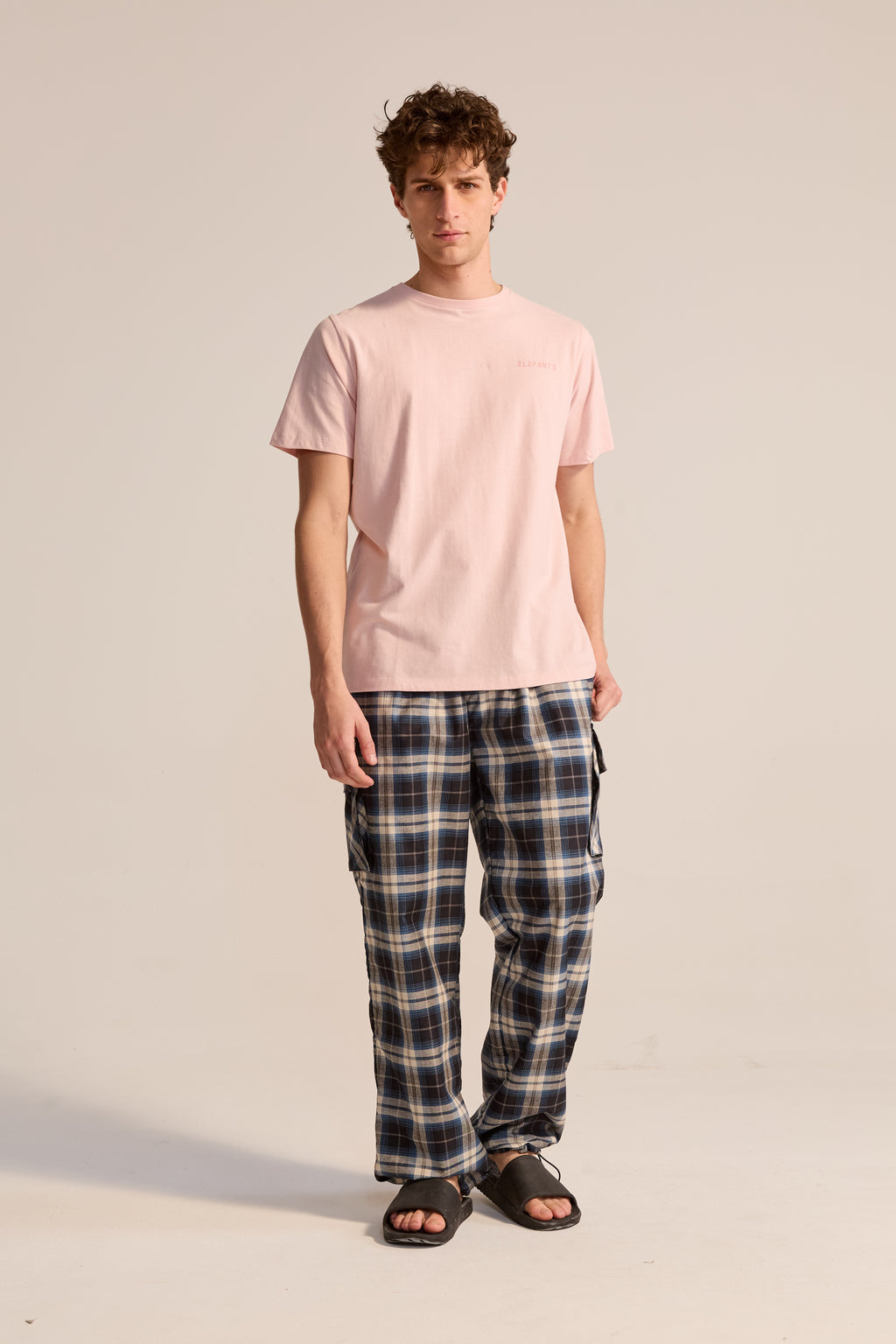 Pantalón Cargo Cuadros Azúl