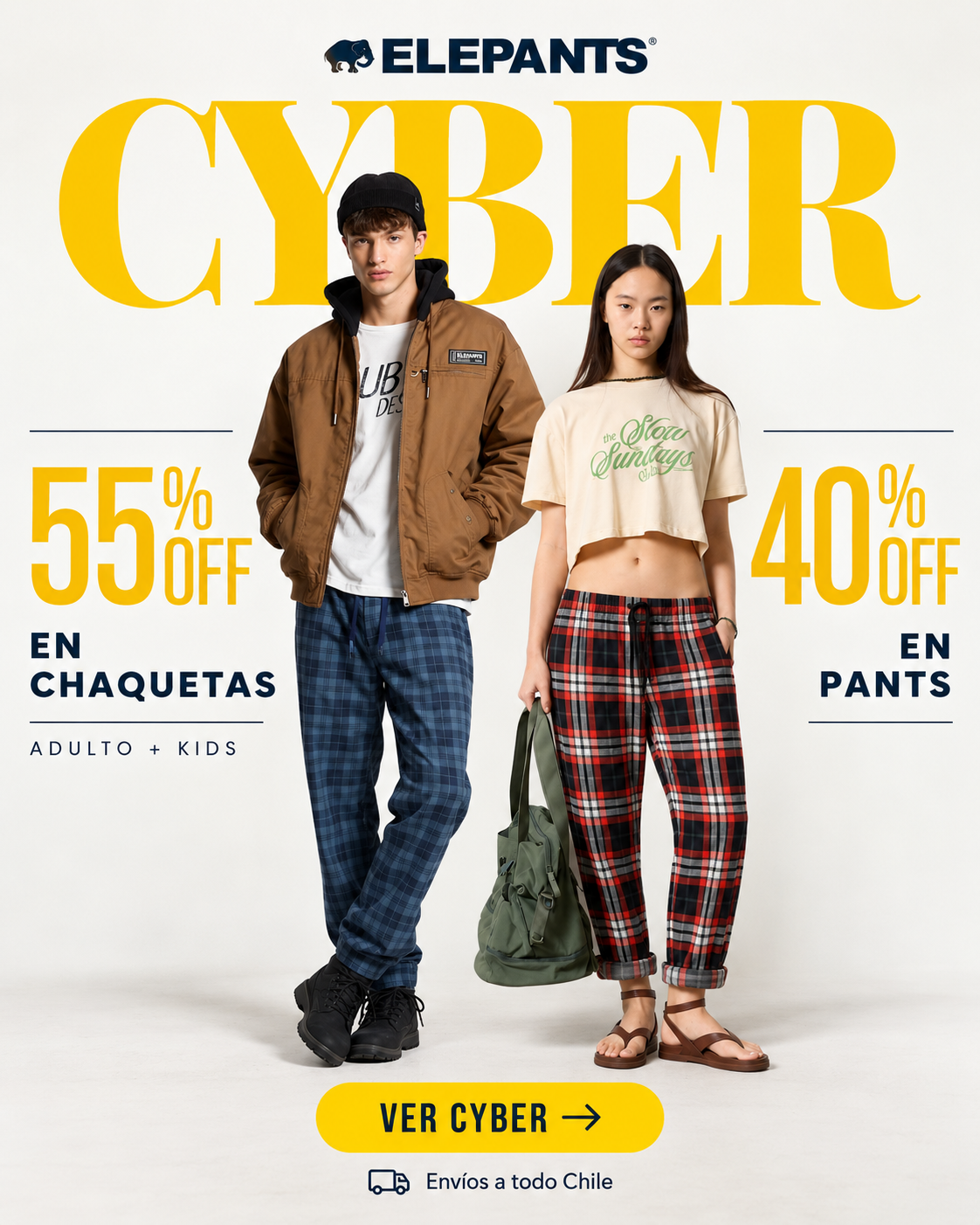 Cyber Elepants: 55% off en chaquetas y 40% off en pants
