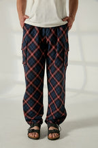 Pantalón cargo cuadros azúl