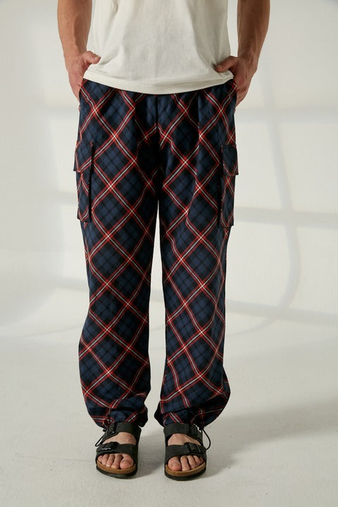 Pantalón cargo cuadros azúl