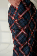 Pantalón cargo cuadros azúl