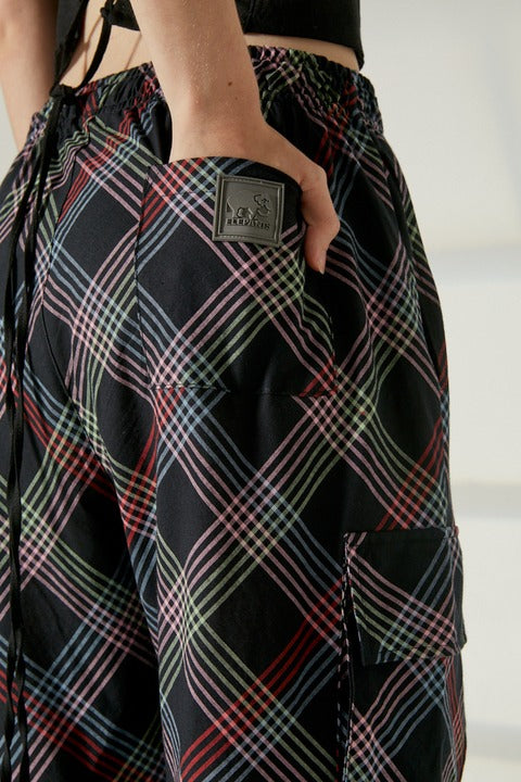 Pantalón cargo cuadros Negro