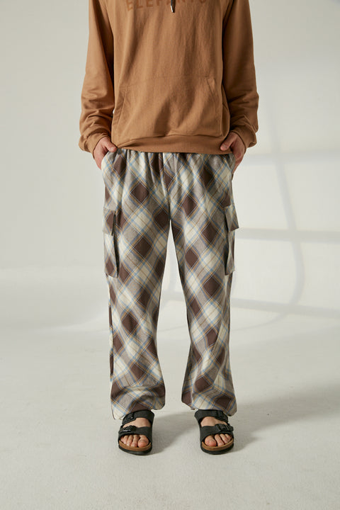 Pantalón Cargo Cuadros Chocolate